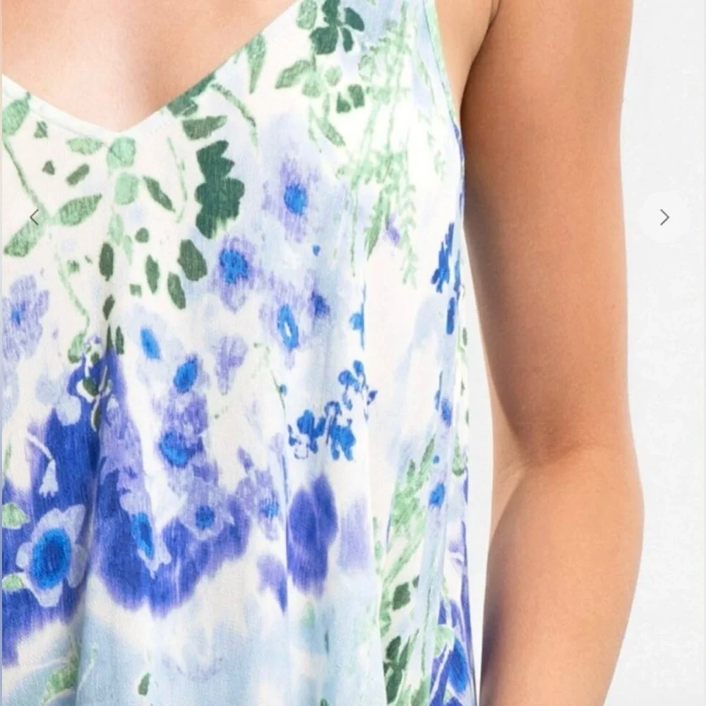 NWT Love Stitch Watercolor Floral Blue and Green Sleeveless Maxi Dress Size S/M - Picture 3 of 8
